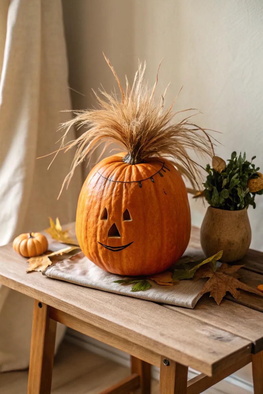 Meet the 'hair-raising' pumpkin with a toupée that steals the show!