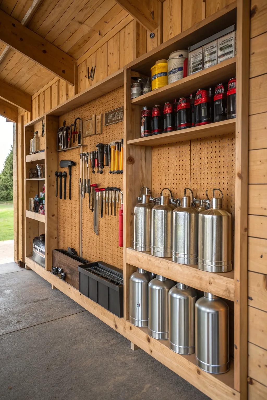 Elevate your shed organization with this elegant combination storage solution.
