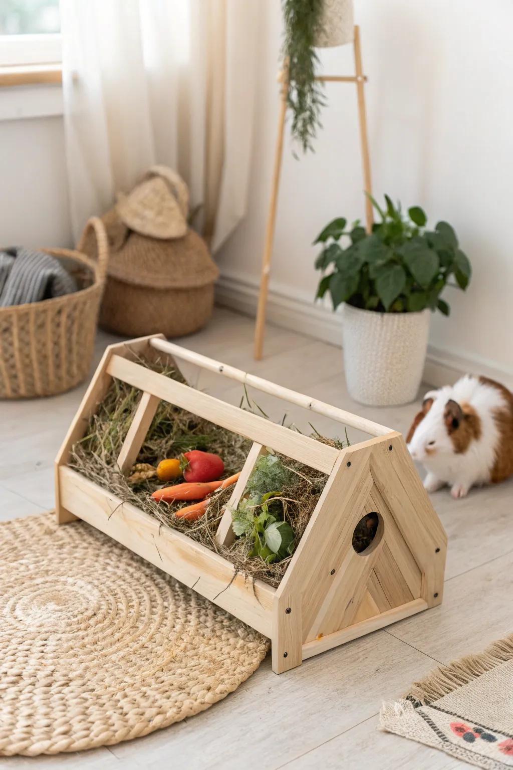 Transform feeding time into an adventure with this stunning interactive feeding station, blending minimalist design with natural beauty.