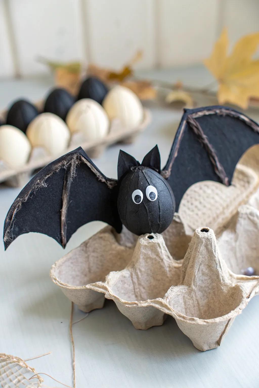 Crafting Halloween magic with charming egg carton bats!