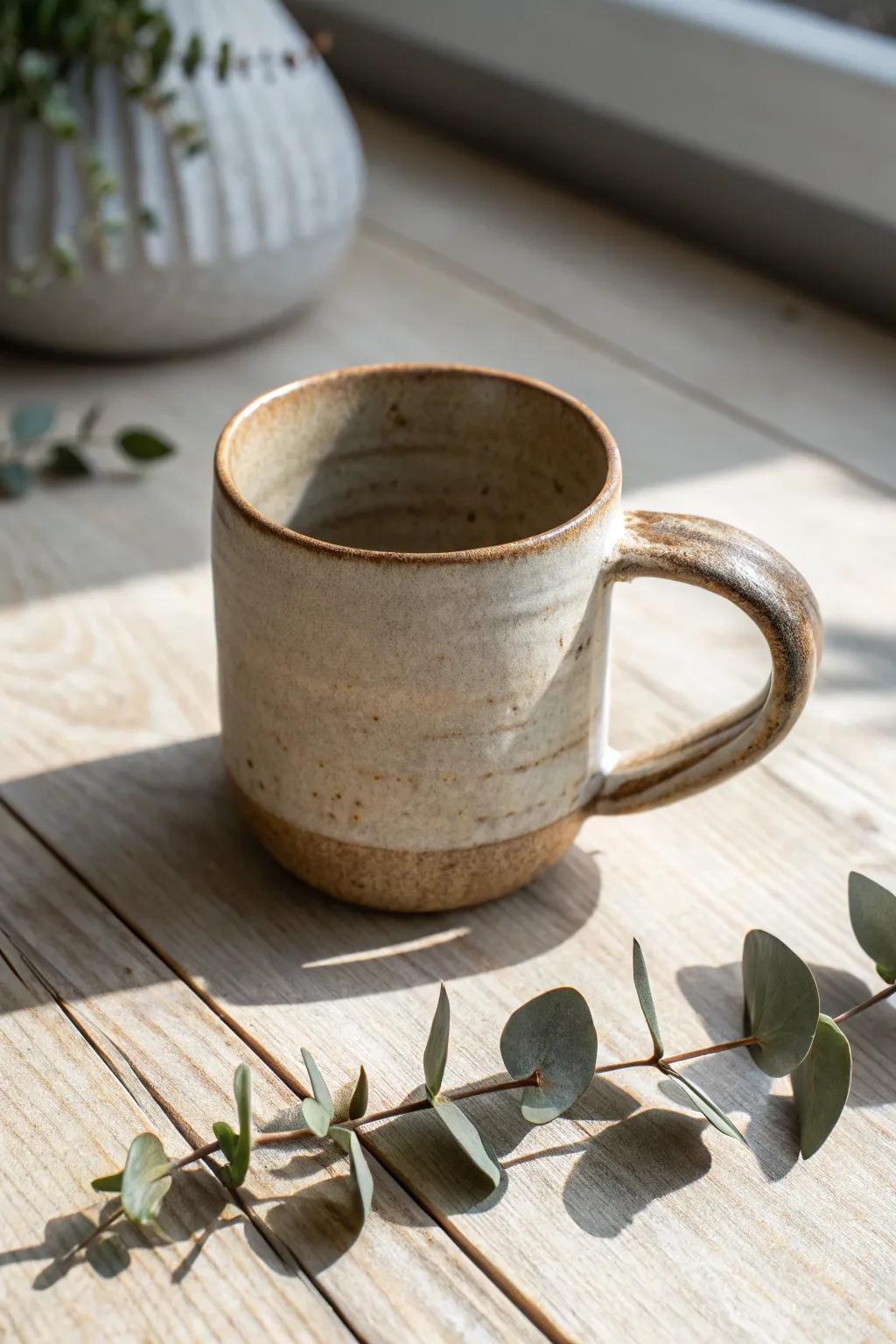 Embrace the beauty of simplicity with this rustic minimalist mug, where natural elegance meets handcrafted artistry.