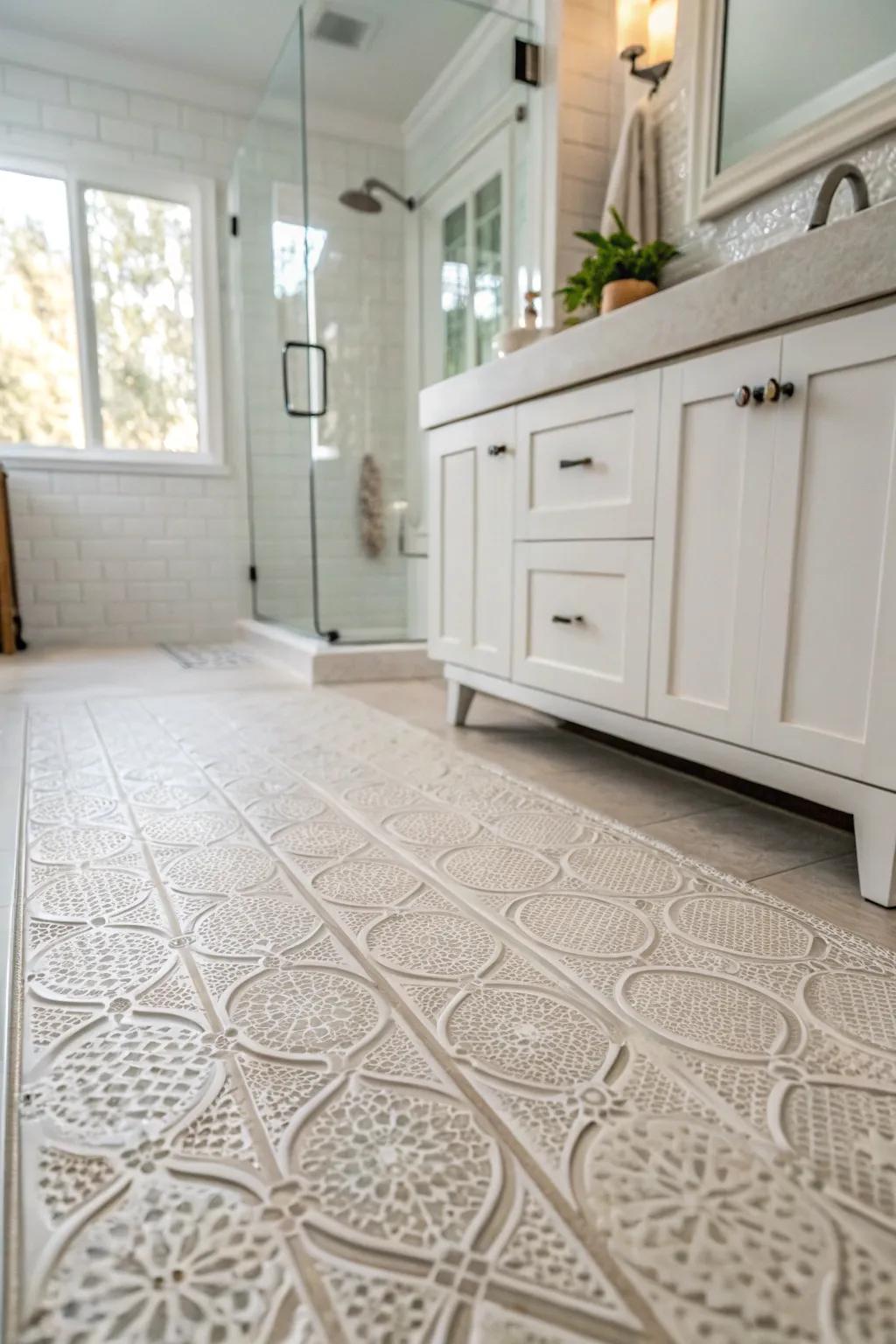 Stylish and safe with non-slip bathroom flooring.