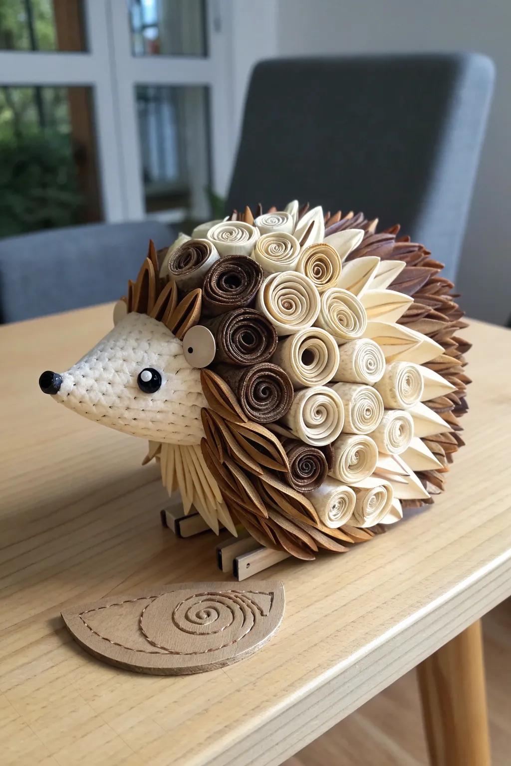 Delicate Craftsmanship: Discover the beauty of quilled paper hedgehogs, where simplicity meets intricate elegance. 🌿✨