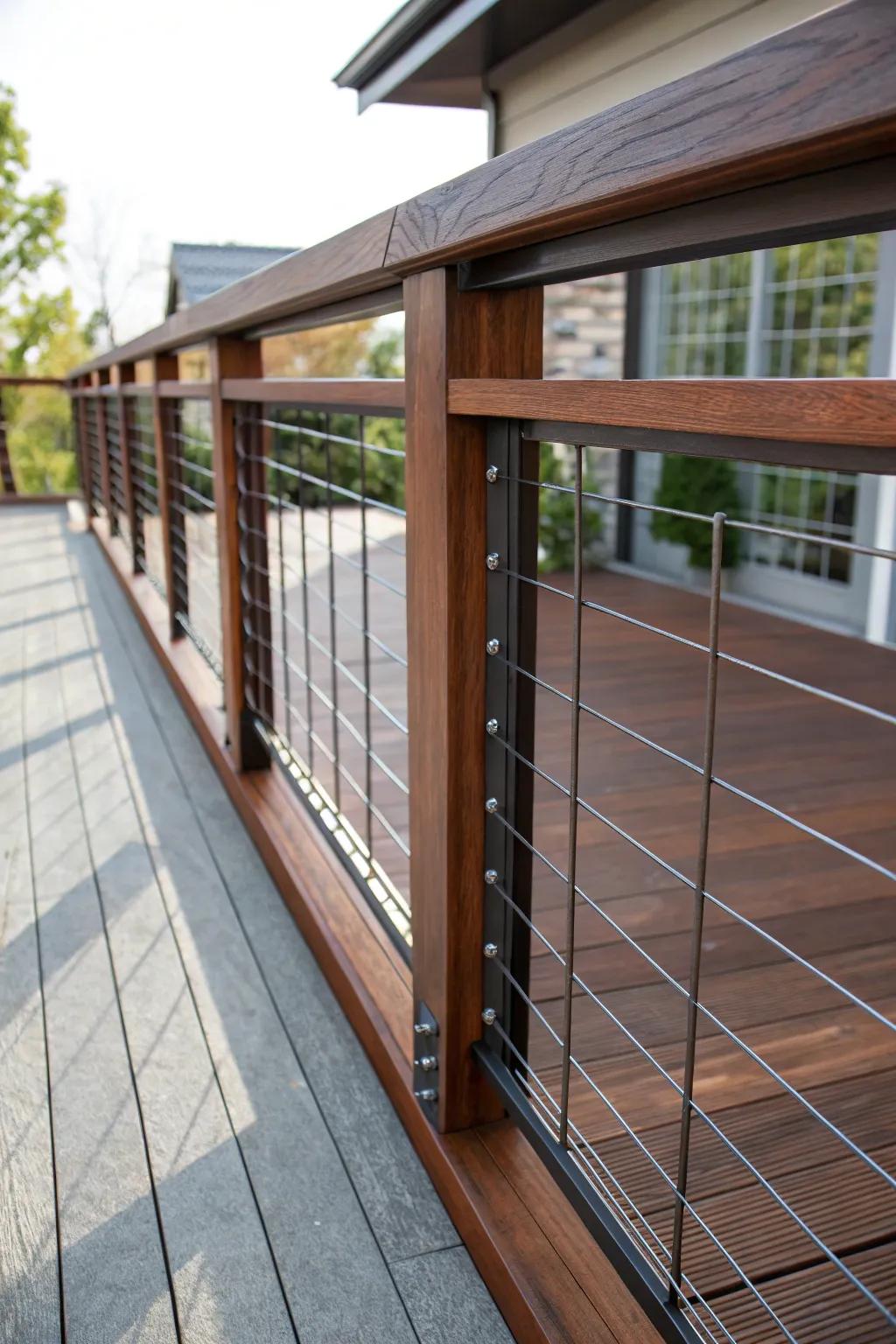 Elevate your deck with the industrial elegance of a hog wire railing insert.