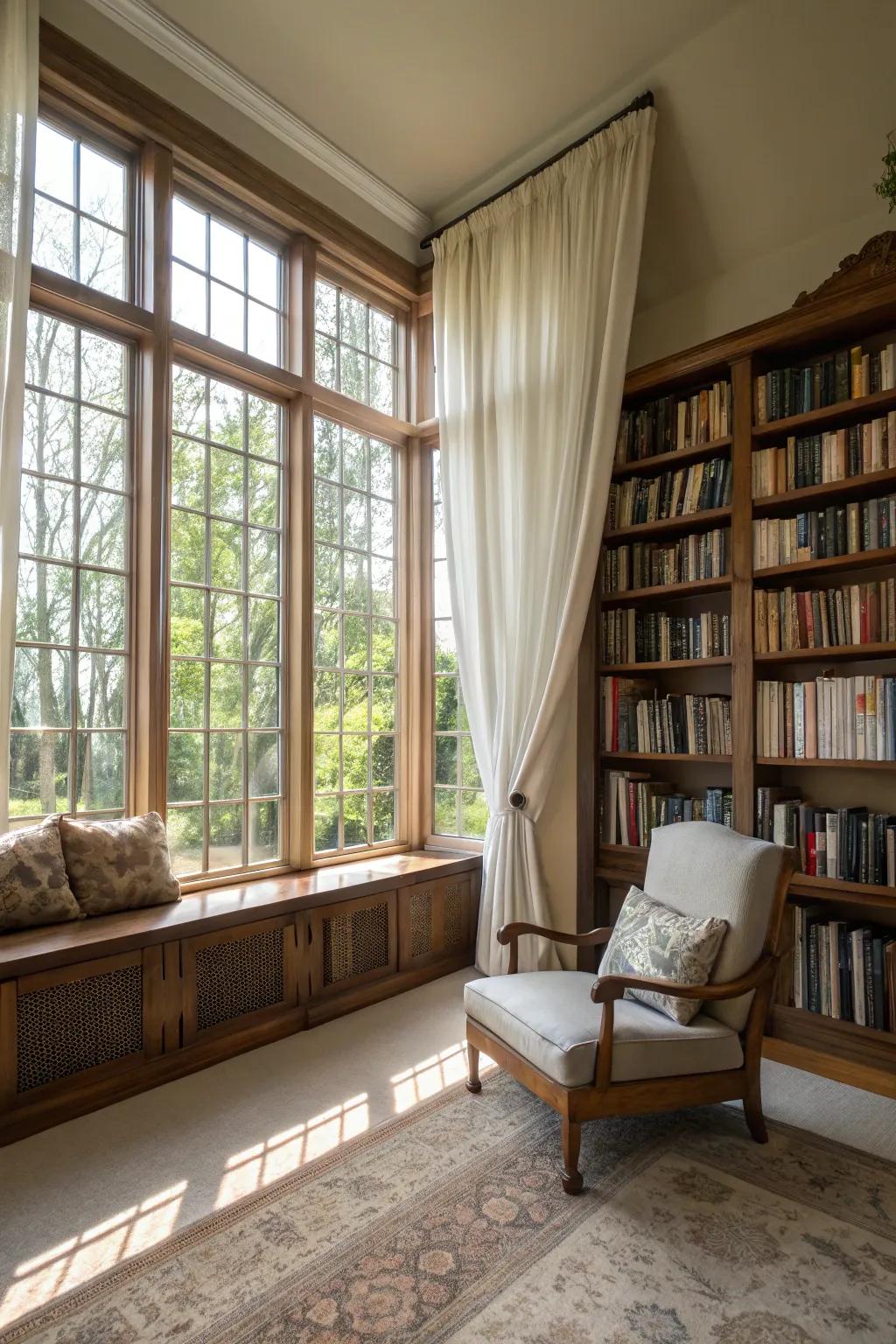 Maximize natural light for a bright and inviting library.