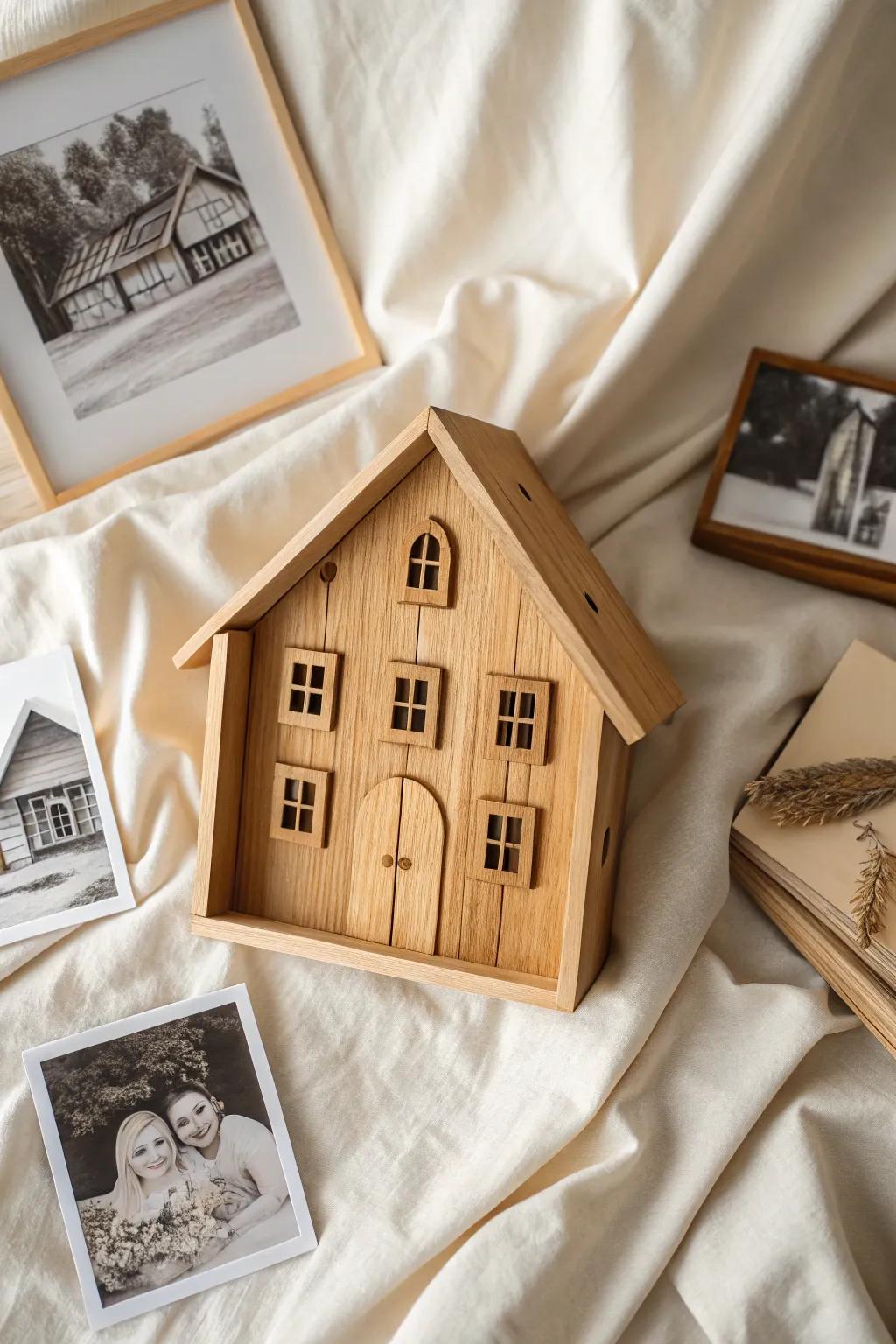Crafting memories: A minimalist shadow box for honoring family roots.