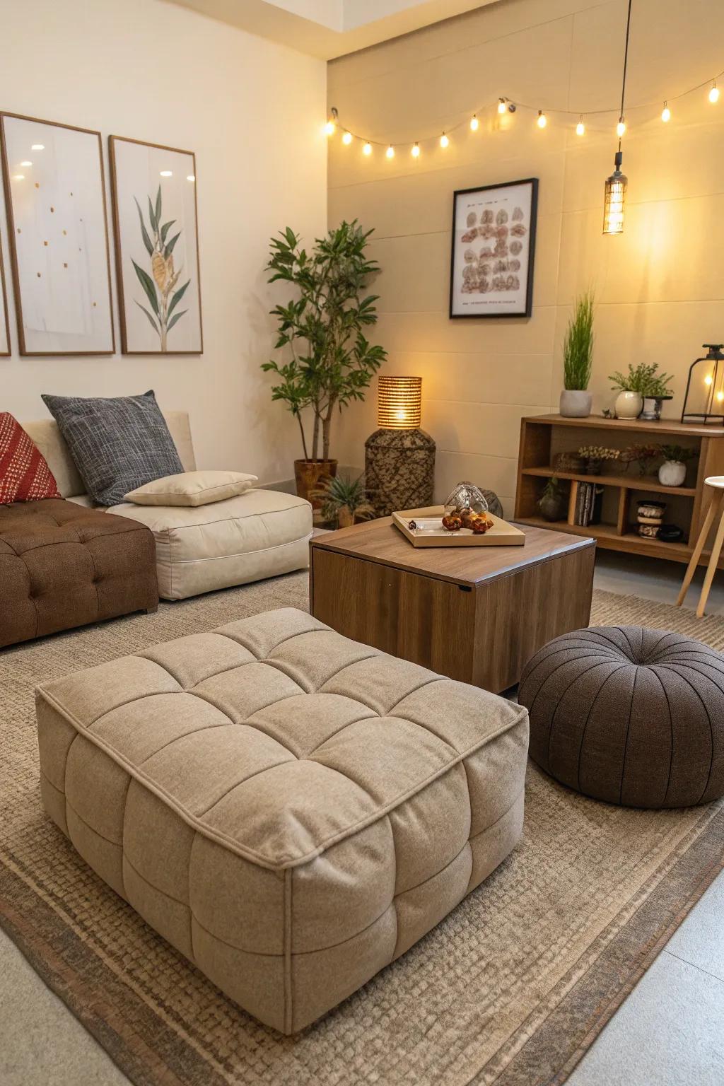 Efficient use of space with versatile furniture.