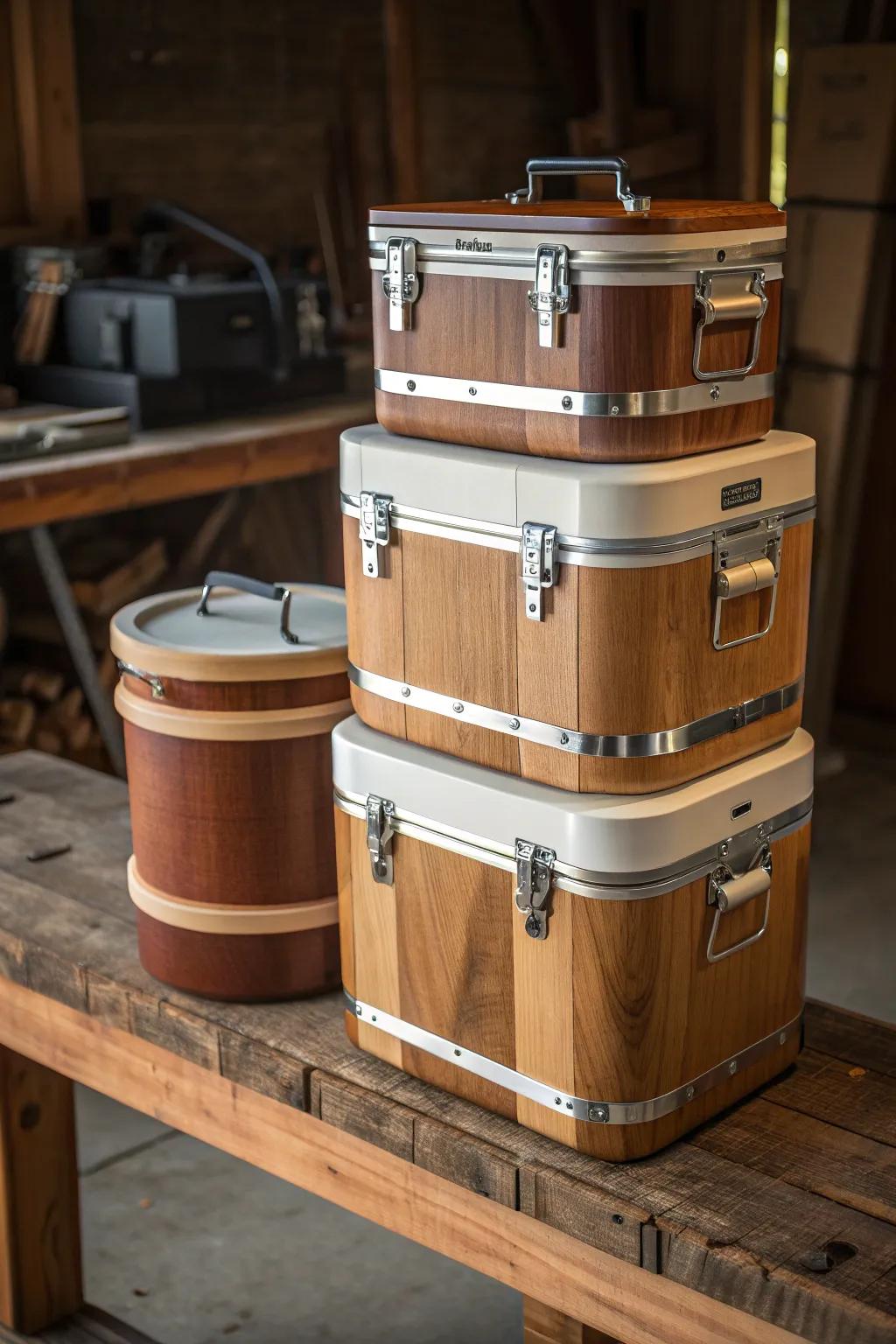 Elevate your cooling game with this artisan-crafted multi-tier cooler system, perfect for any gathering.