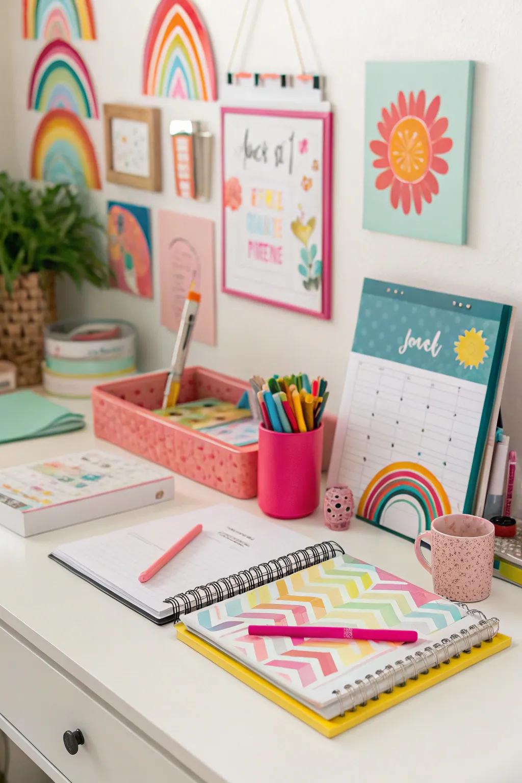 Bright accessories add energy and personality to the office.