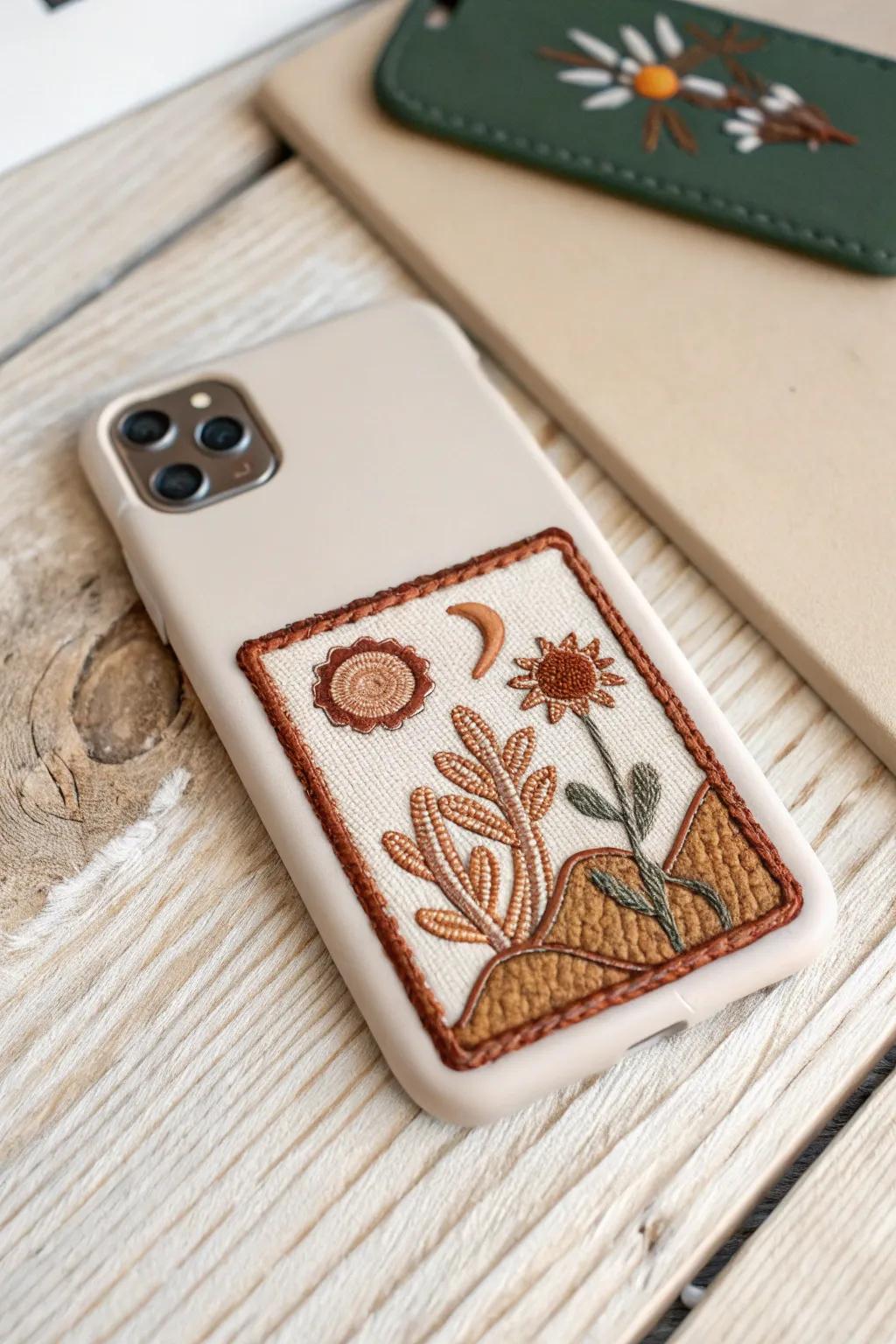 Transform your phone case into a canvas of creativity with charming boho patches. #MinimalistBoho #Craftsmanship