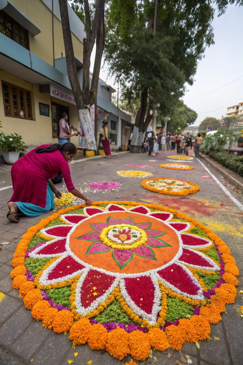 Rangolis symbolize welcoming divine blessings into your home.