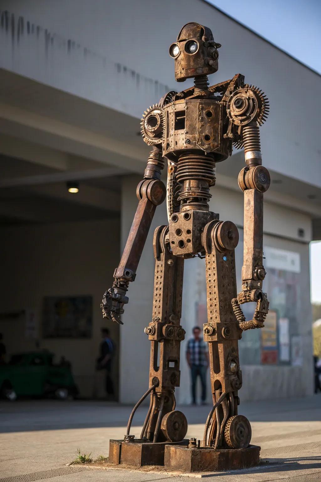Guard of the Workshop: An impressive robot-like figure forged from forgotten tools.
