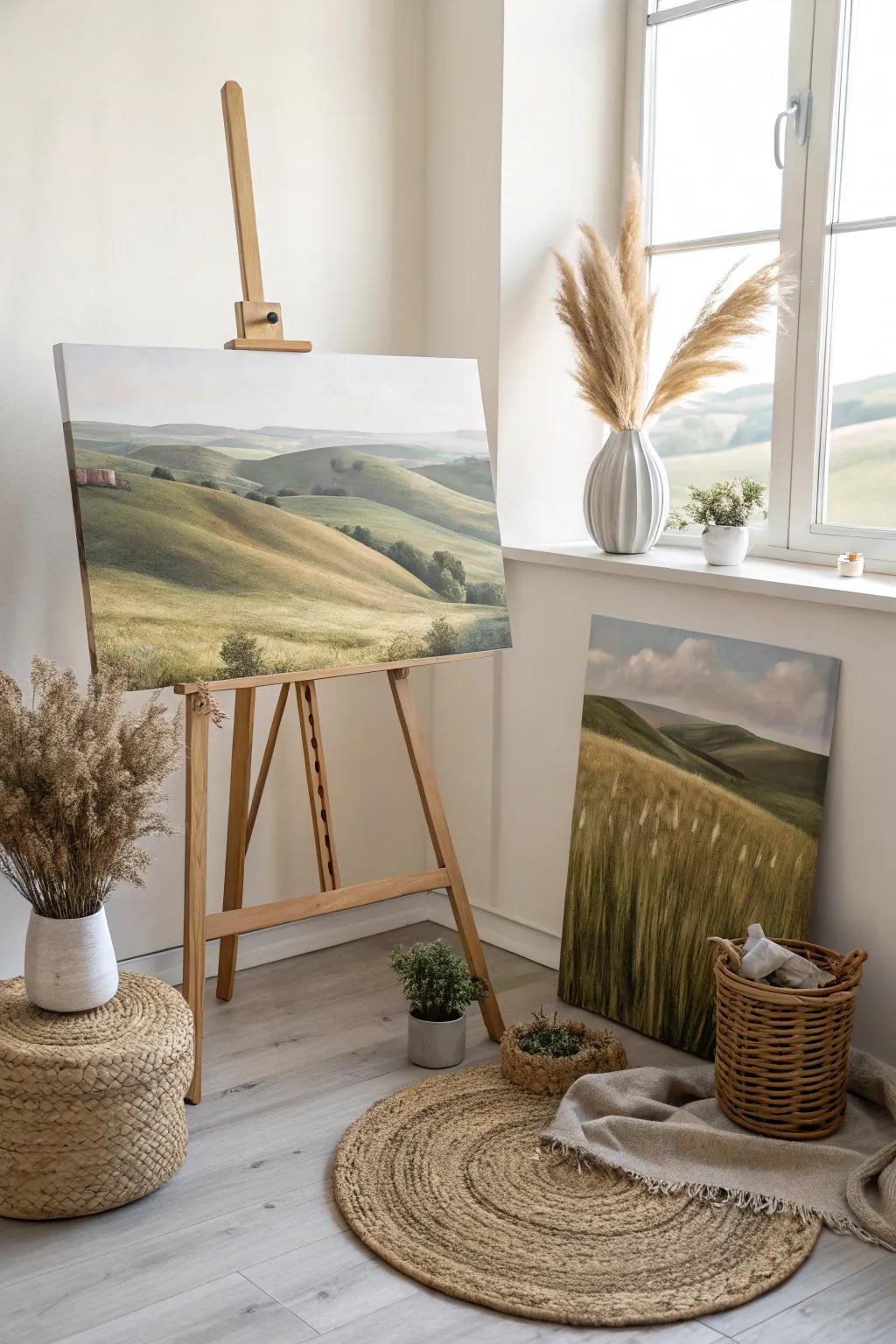Embrace the simplicity and vastness of rolling open fields in your artwork.