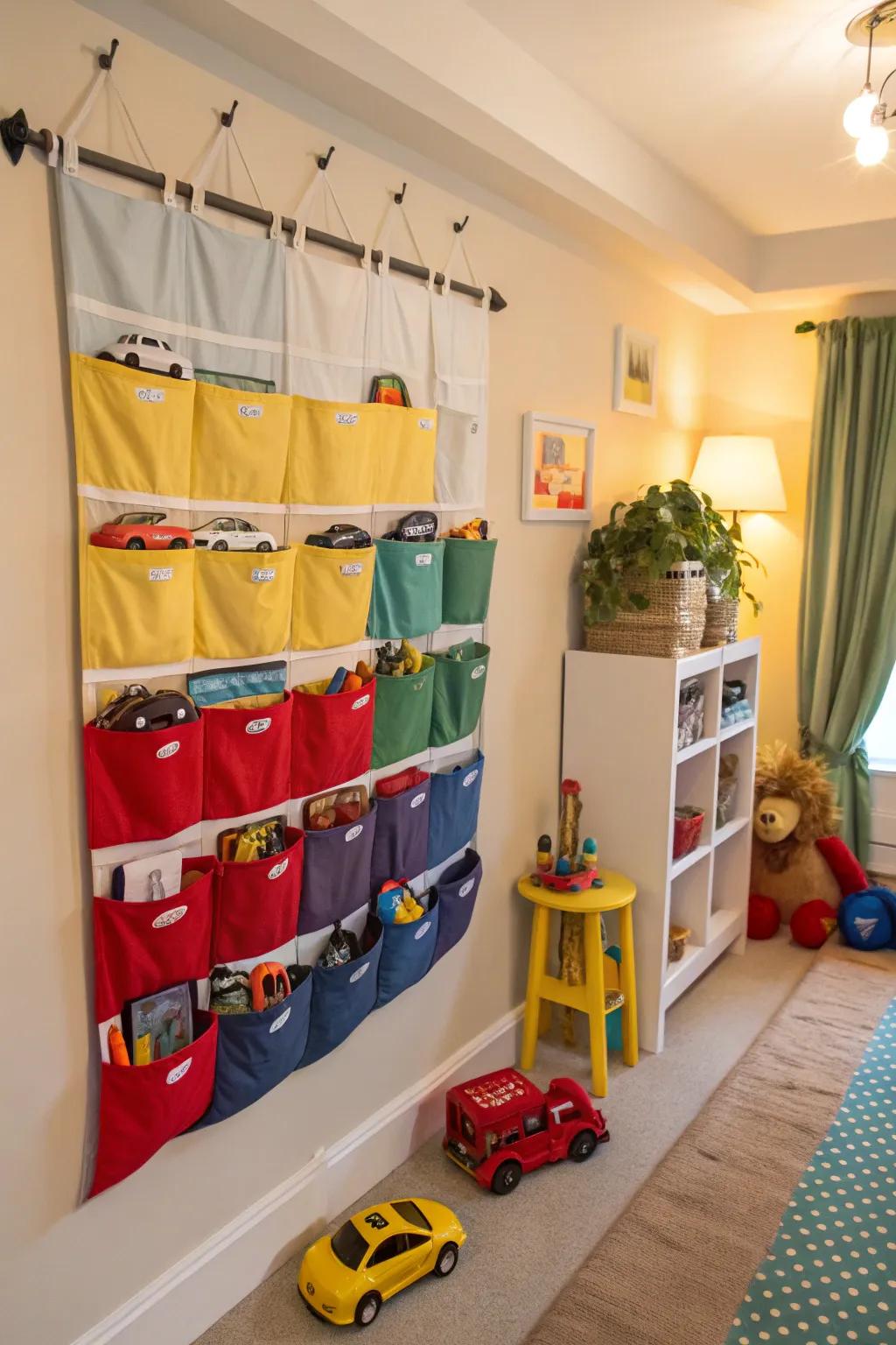 Hanging pockets offer an elegant and efficient storage solution.