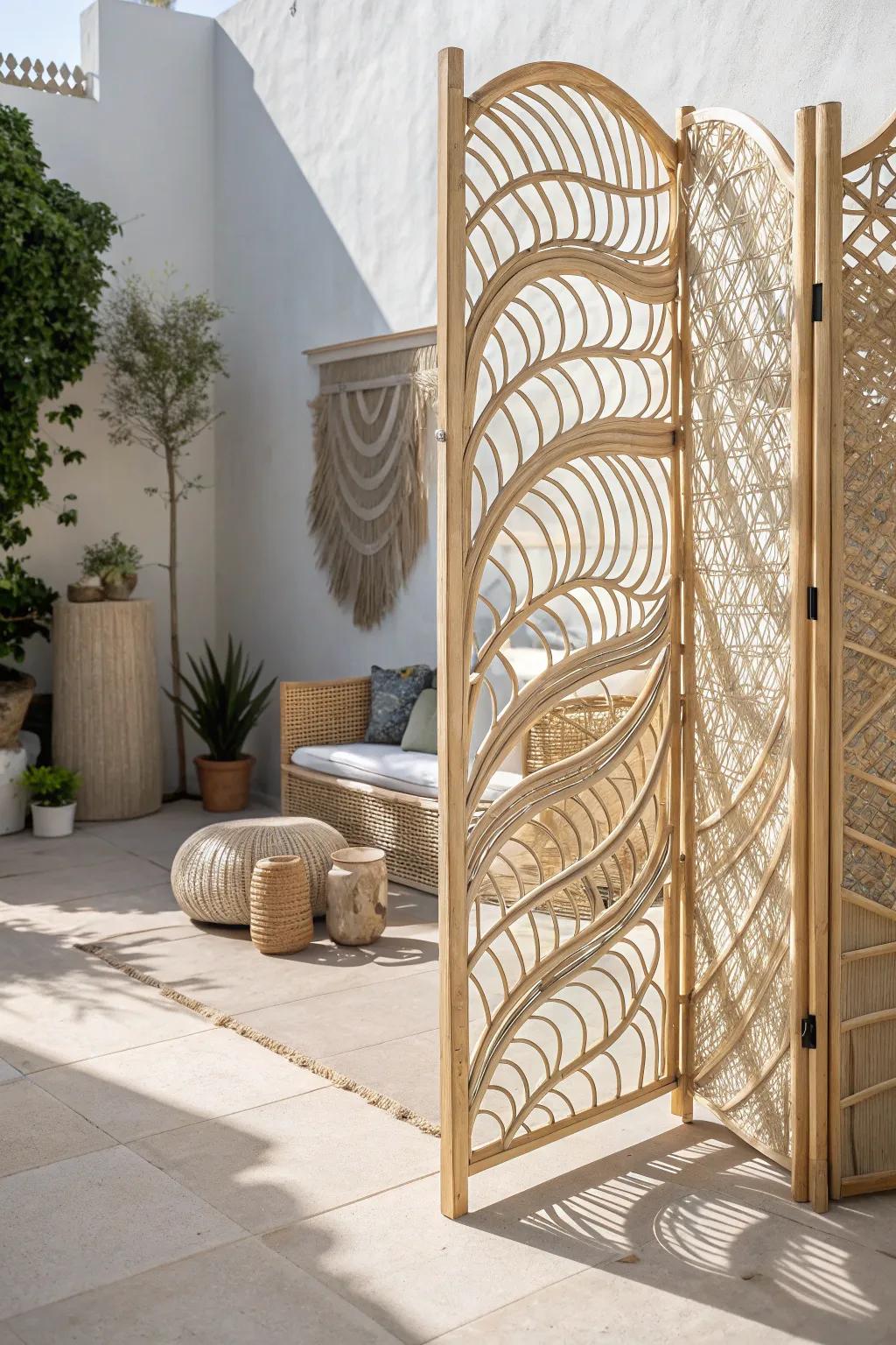Embrace the elegance of curves with a bespoke lattice privacy screen, where craftsmanship meets natural beauty.