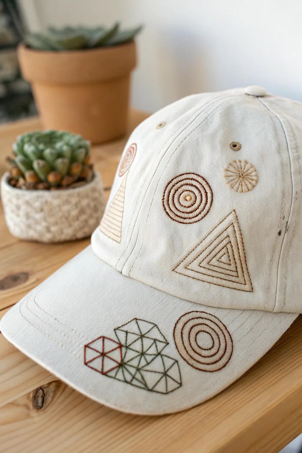 Elevate your style with geometric embroidery: modern elegance meets minimalist design.