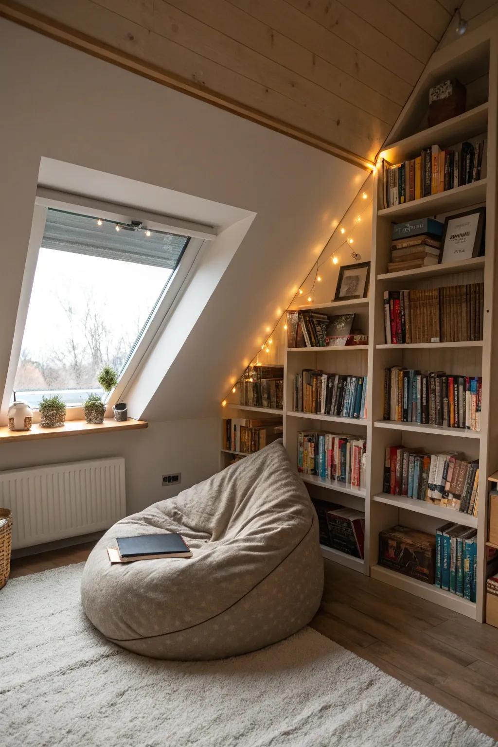 Turn corners into cozy nooks for relaxation and reading.