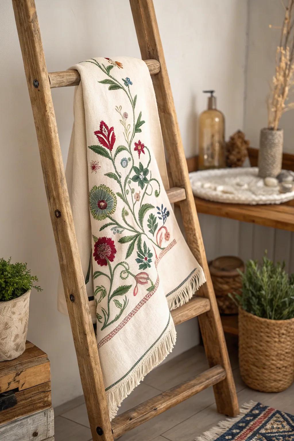Add a touch of elegance to your home with beautifully embroidered floral hand towels. 🌸✨