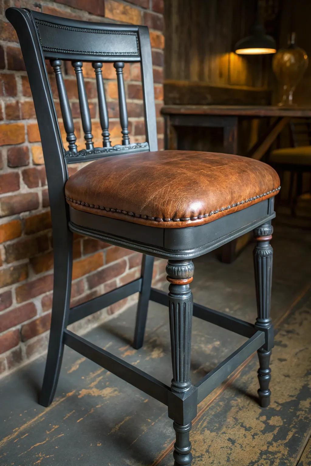 Elevate your man cave on a budget with this stylish upcycled bar stool, where creativity meets craftsmanship.