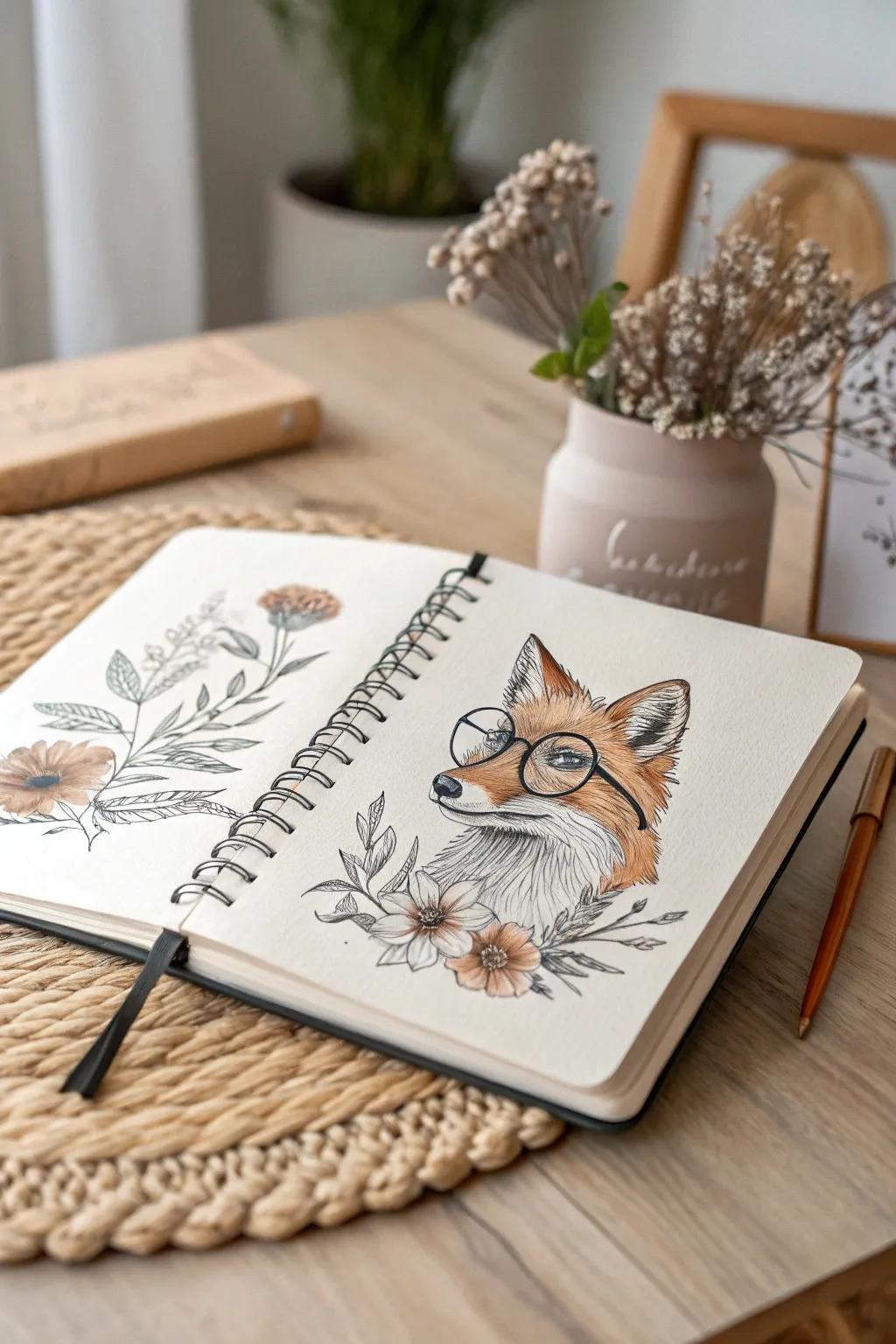 Unleash your creativity with charming animal sketches in a minimalist style. 🎨🦊 #MarkerArt #ScandiBoho