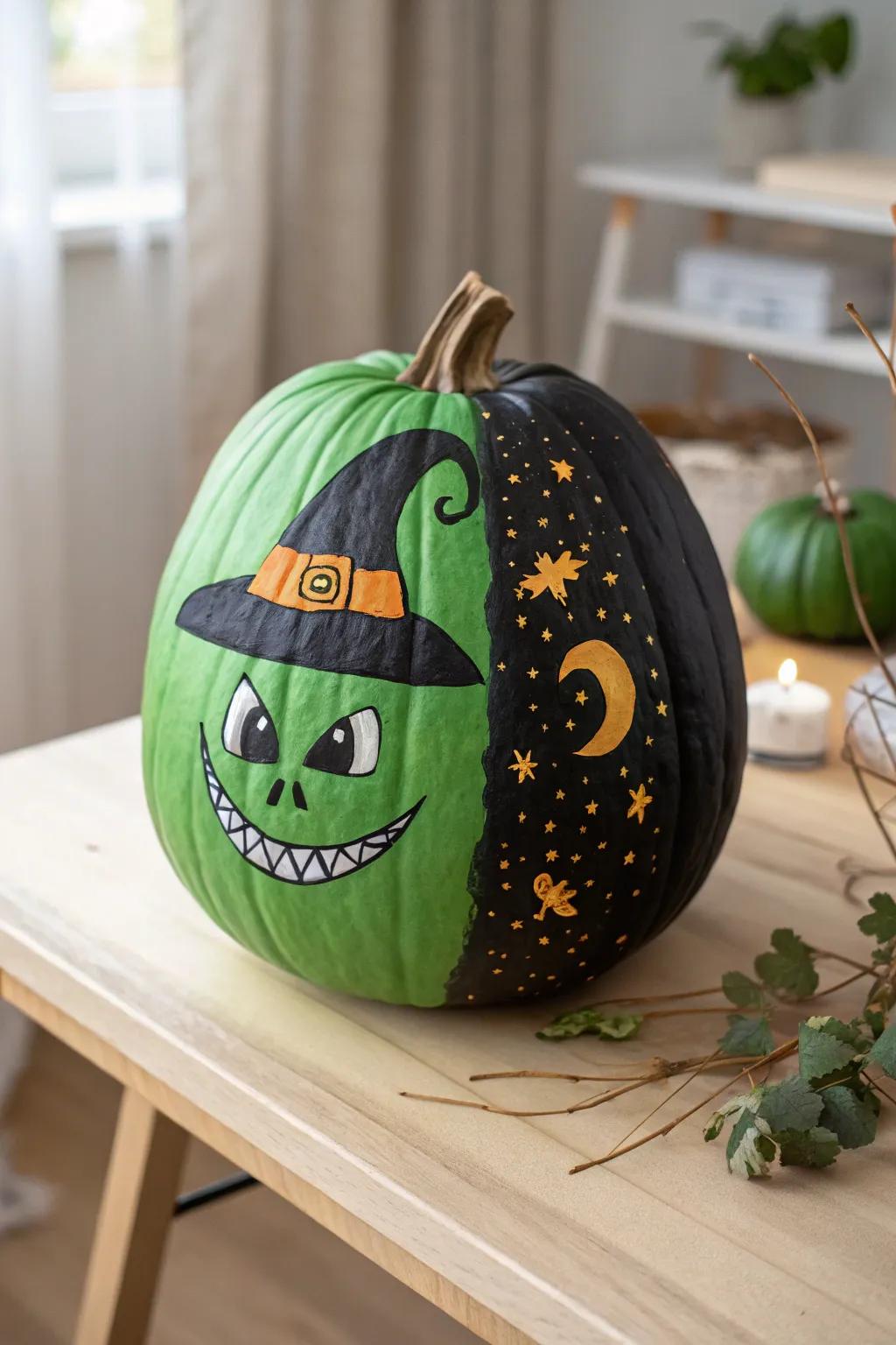 Embrace the magic of Halloween with this charming Witch Pumpkin, perfect for a touch of whimsy and elegance.