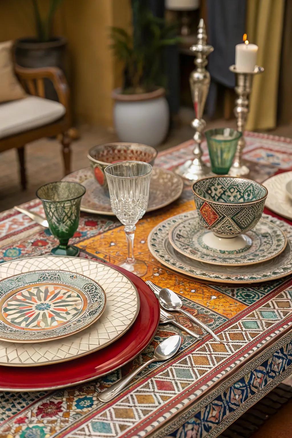 Lavish table settings create a royal dining experience.