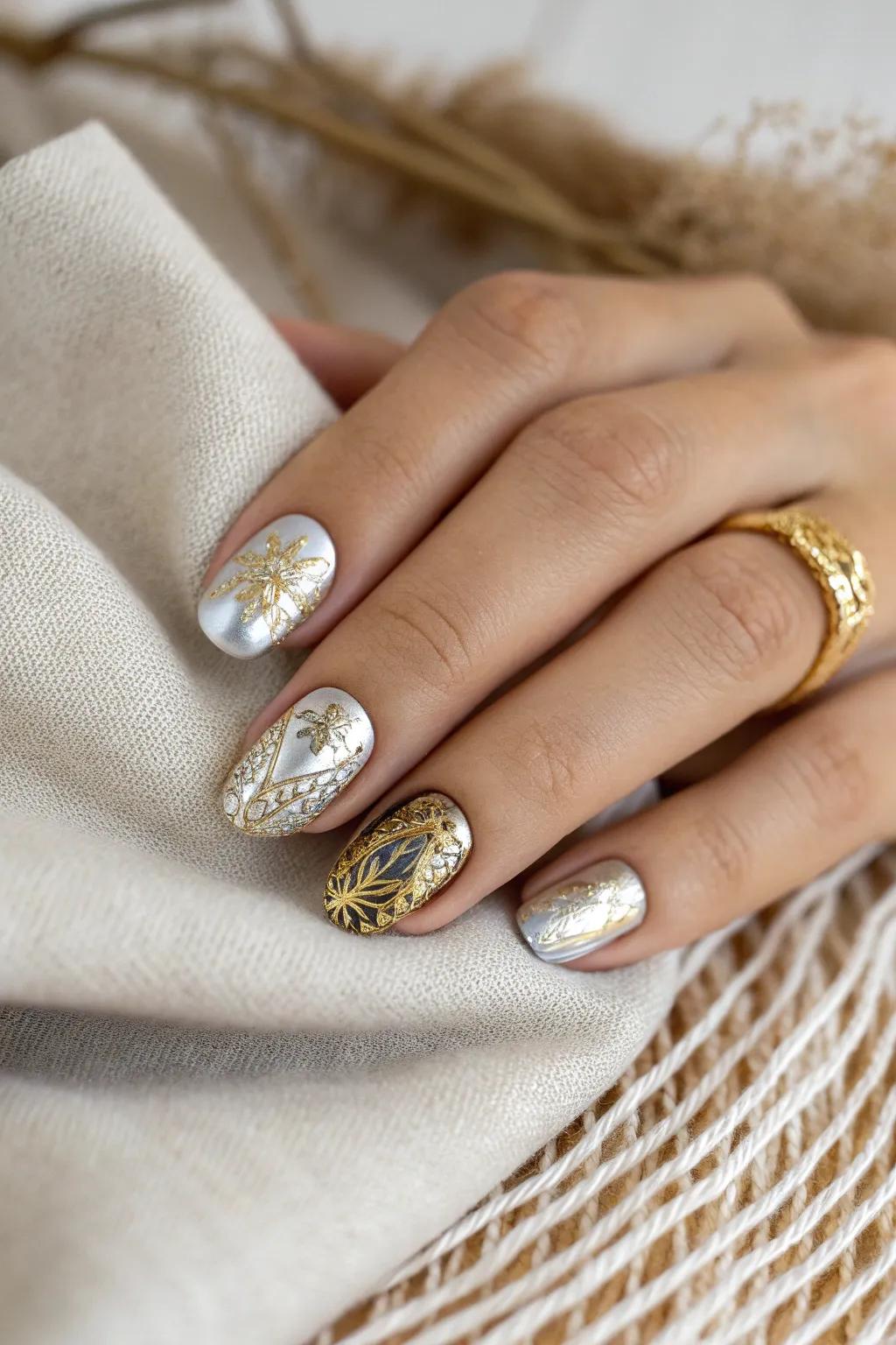 Elevate your look with the elegance of metallic nail art—where luxury meets minimalism.