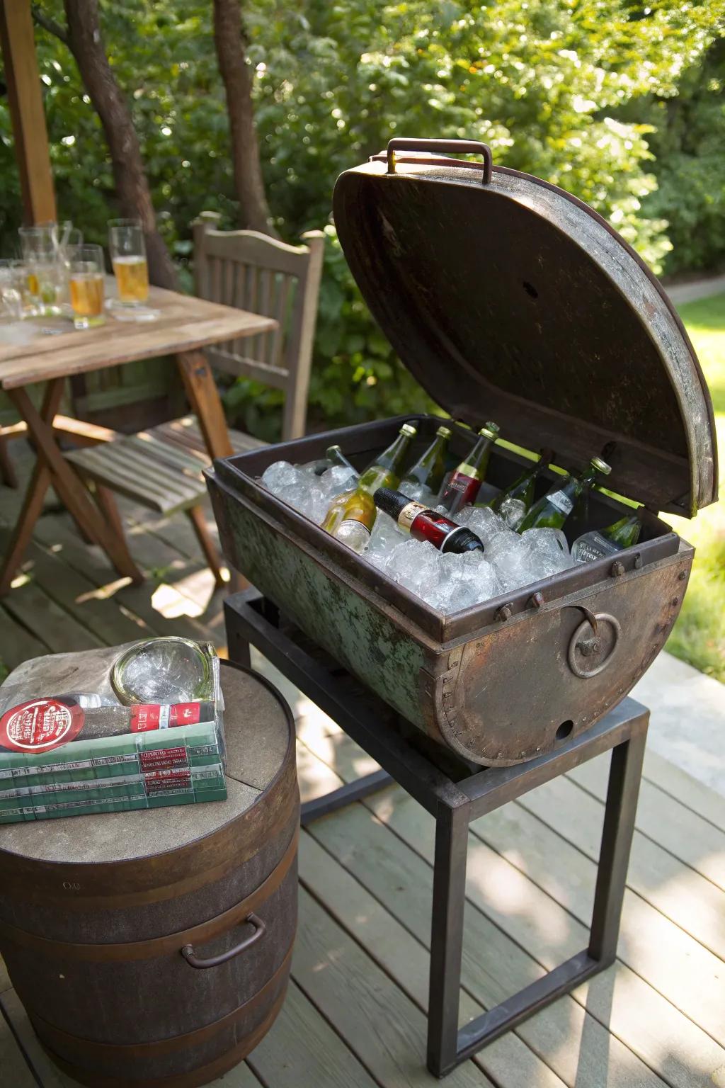 Elevate your outdoor gatherings: turn your old grill into a chic beverage cooler!