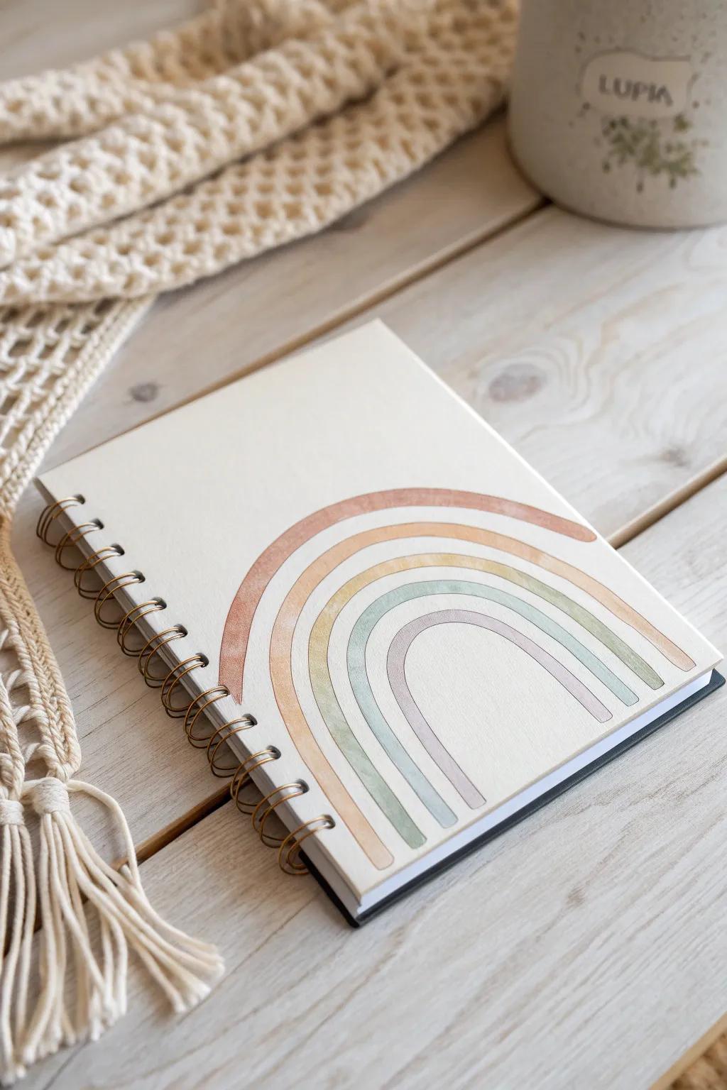 Let your creativity shine with a touch of rainbow magic on your notebook.