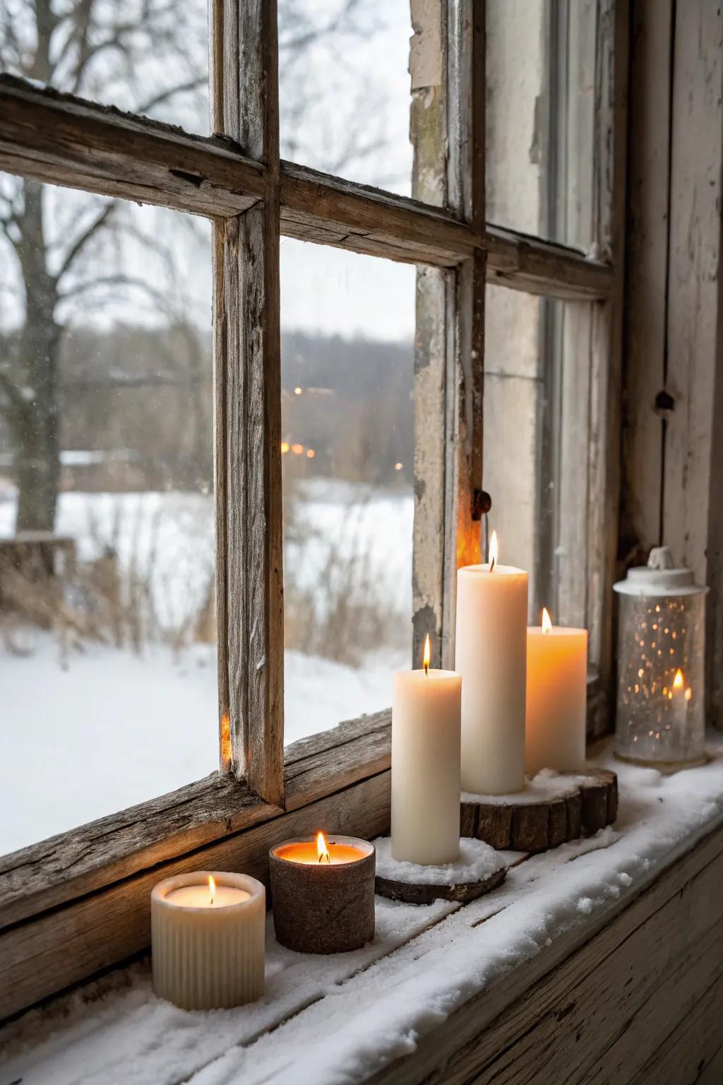 Transform your window into a cozy holiday haven with glowing candlelight magic.