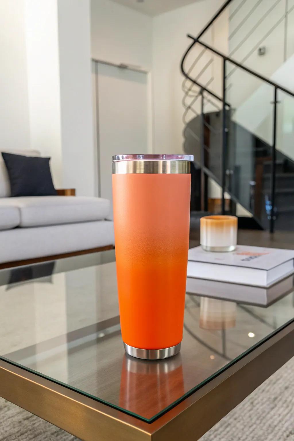 Gradient colors create a dynamic look for your tumbler.