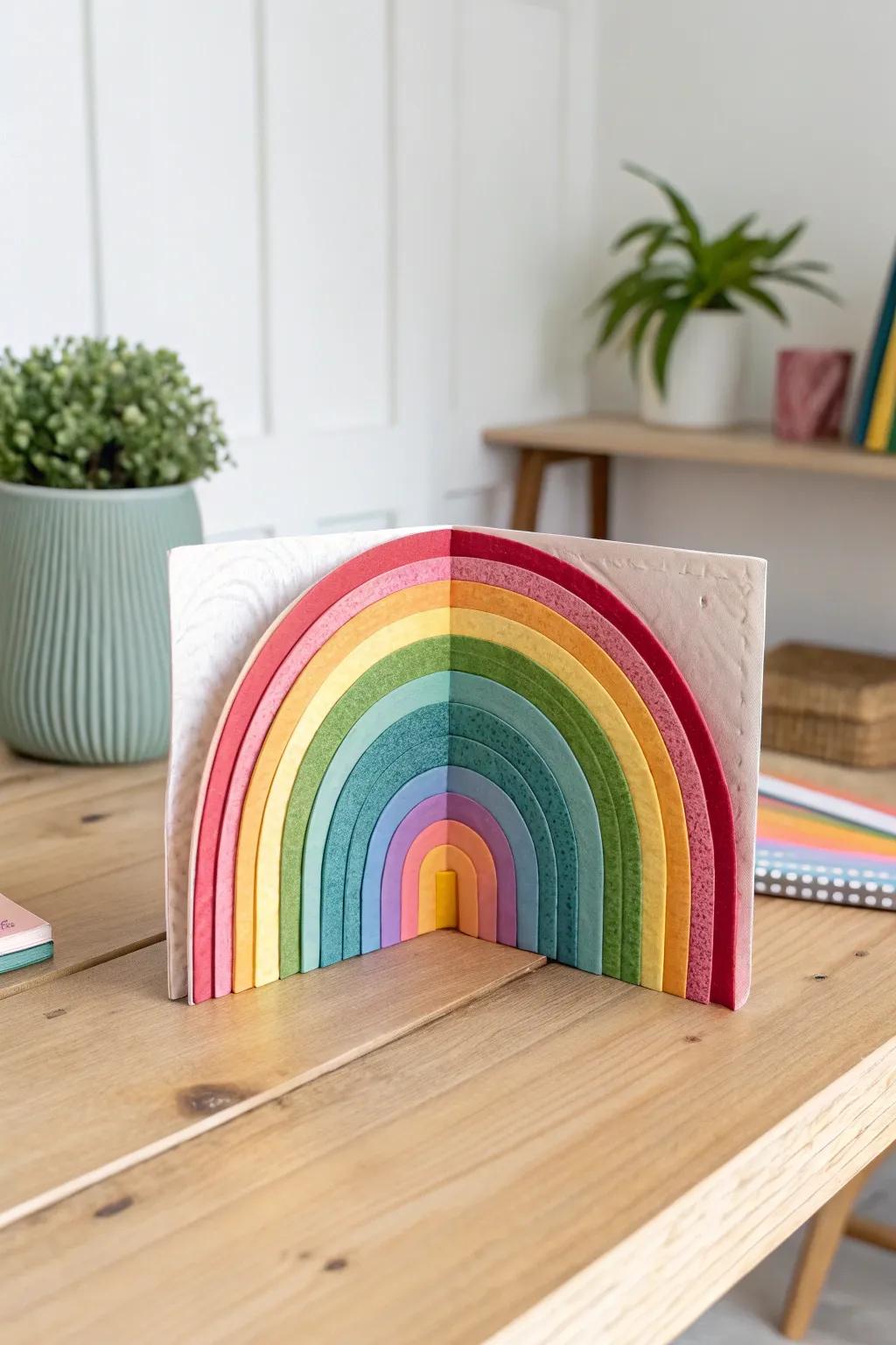 Create magic with a pop-up rainbow card—a delightful keepsake that surprises and charms with every fold.