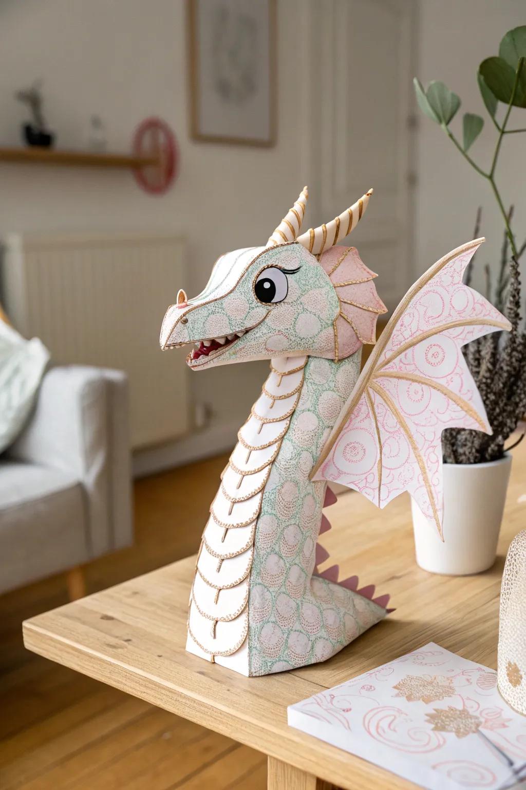 Unleash your creativity with a charming paper dragon puppet! 🎨✨ Add googly eyes and hand-drawn expressions for a personalized touch. #ScandinavianStyle #BohoCraft