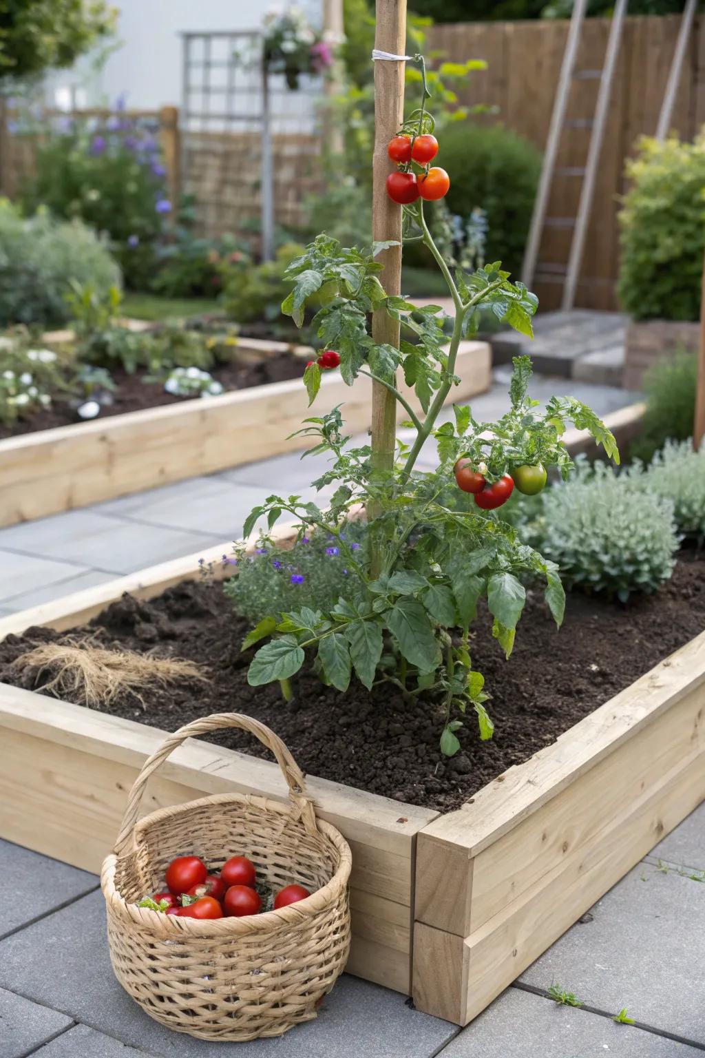 Cultivate beauty and freshness with a simple yet stunning vegetable patch centerpiece. 🍅🌿 #ScandiBohoGarden