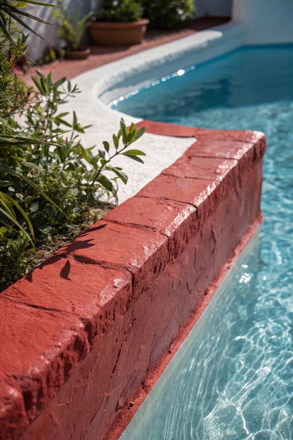 Transform your poolside into a Mediterranean escape with rustic red charm.