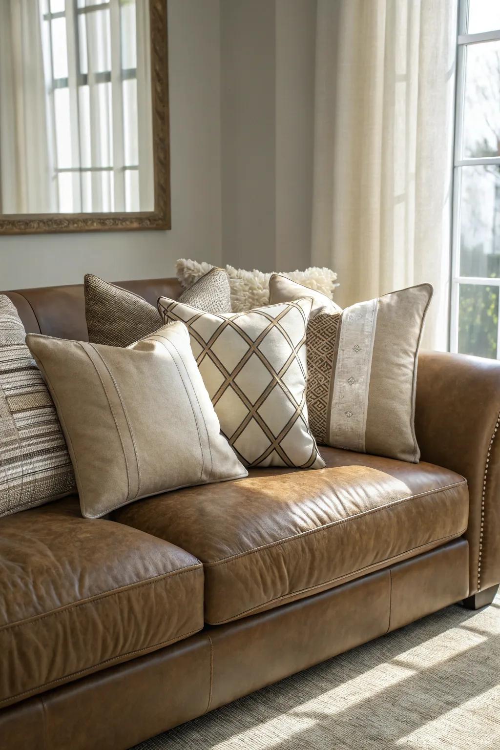 Symmetrical pillow arrangements offer a balanced and cohesive look.