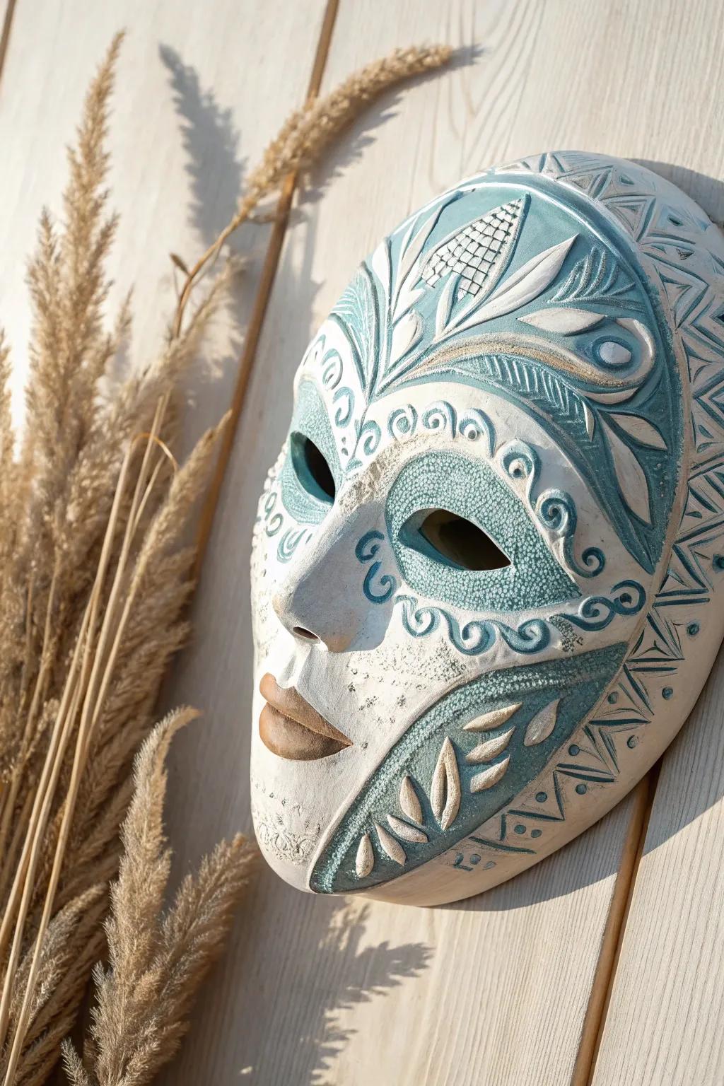 Transform your space with the serene elegance of winter-themed plaster masks, where simplicity meets artistry.