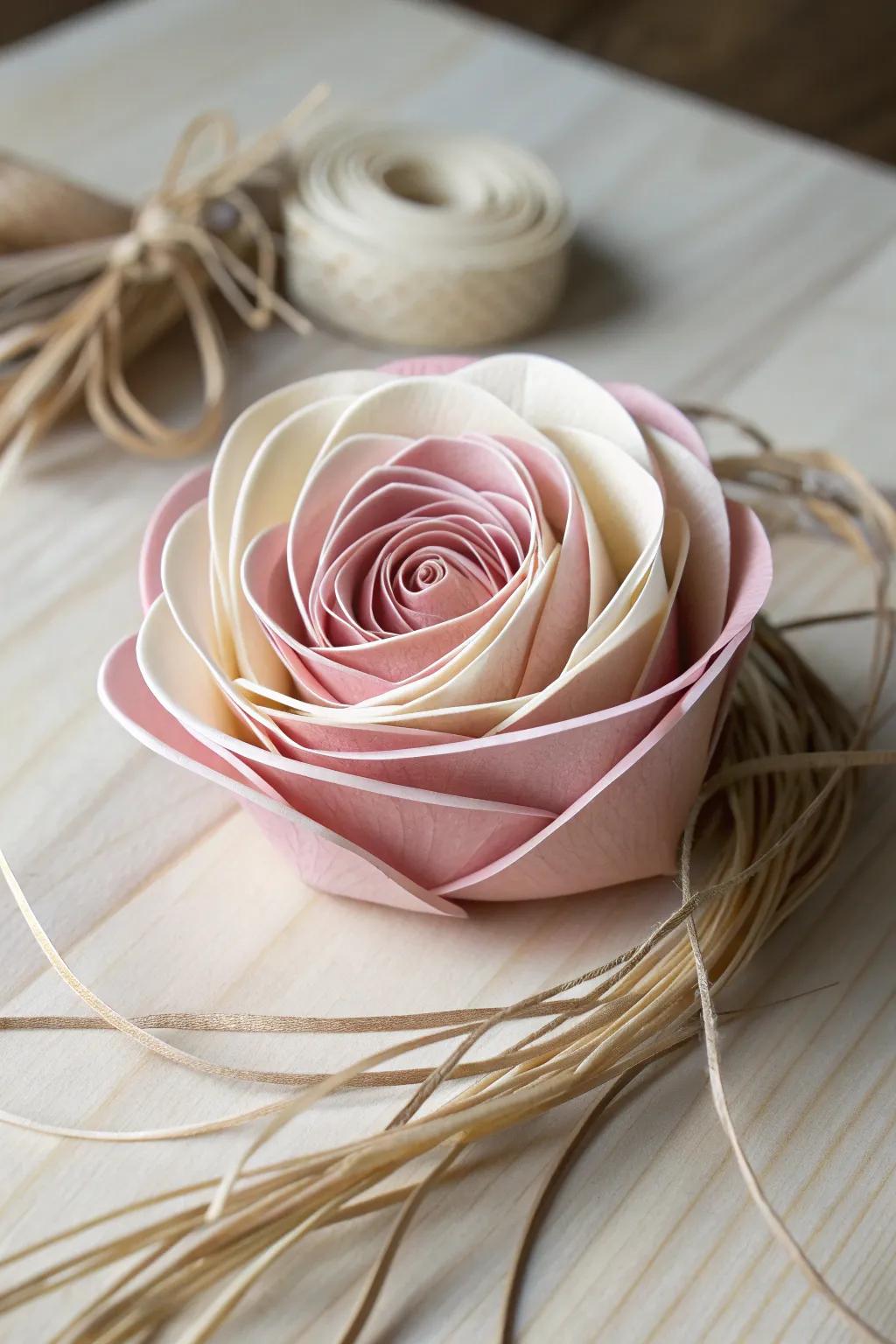 A quilled rose: where craftsmanship meets romance.