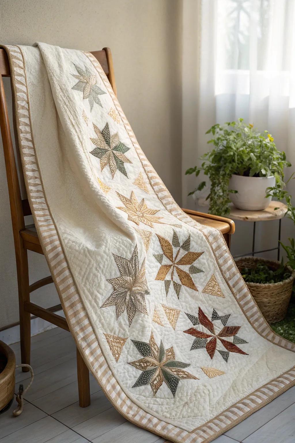 Sophisticated details meet minimalist elegance in this stunning quilt border design.