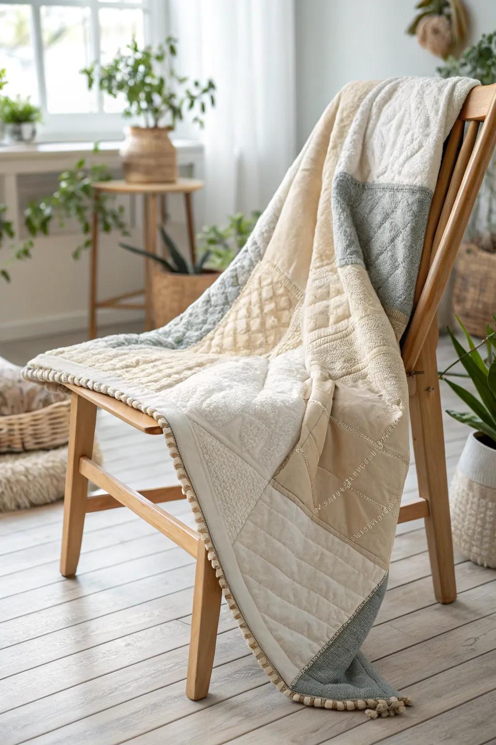 Discover the beauty of texture and simplicity in quilt design.