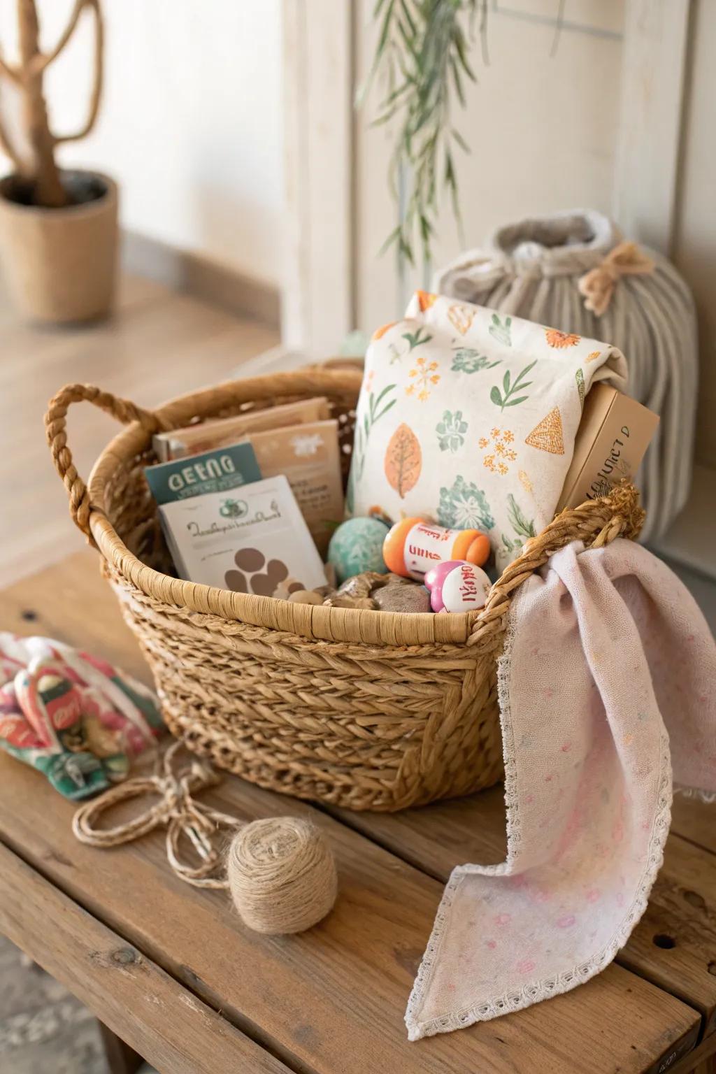 A charming gift for pet lovers, this basket is filled with love and joy for furry friends. 🐾✨