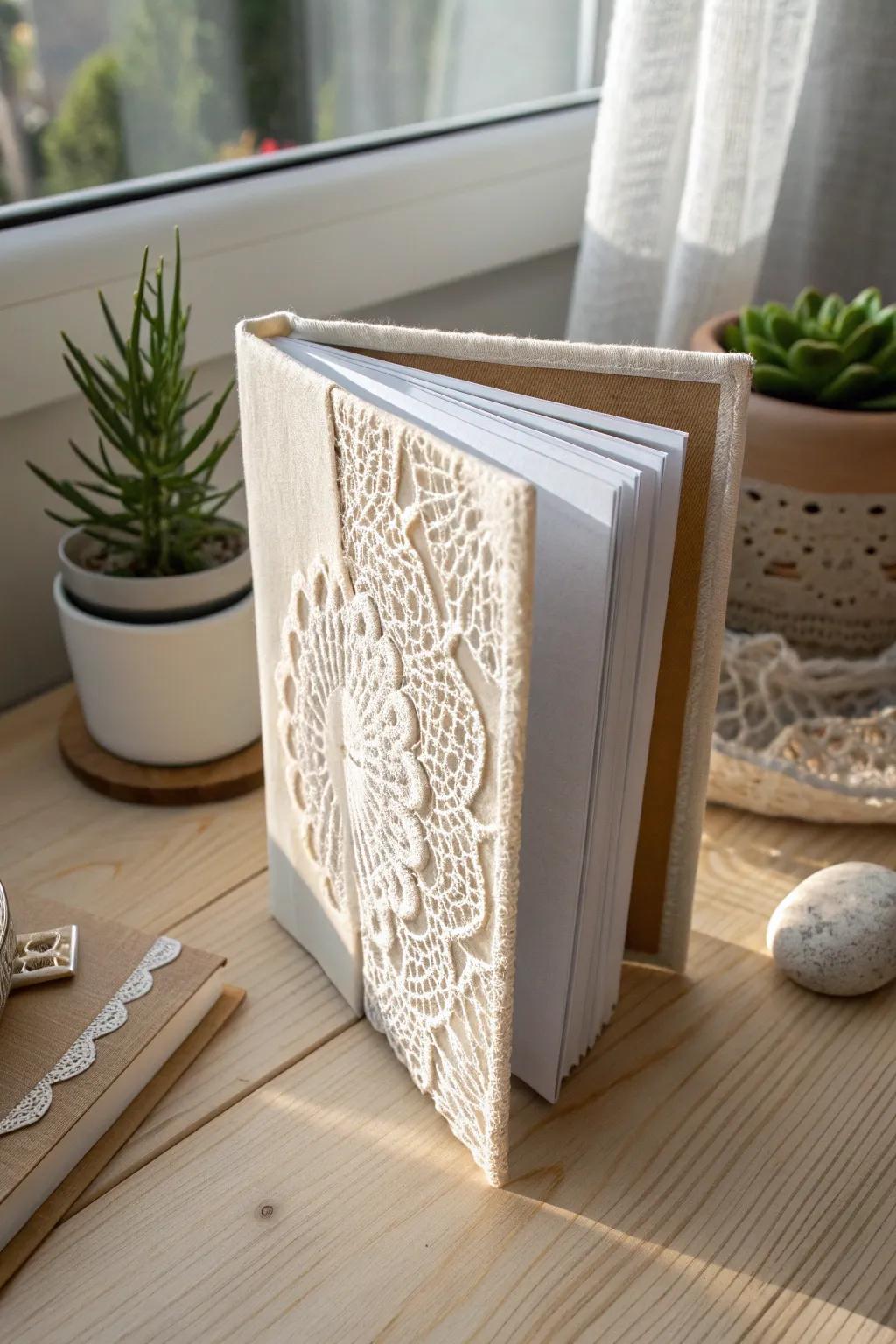 Texture Play: Transform your resin notebook with a touch of elegance and natural beauty.