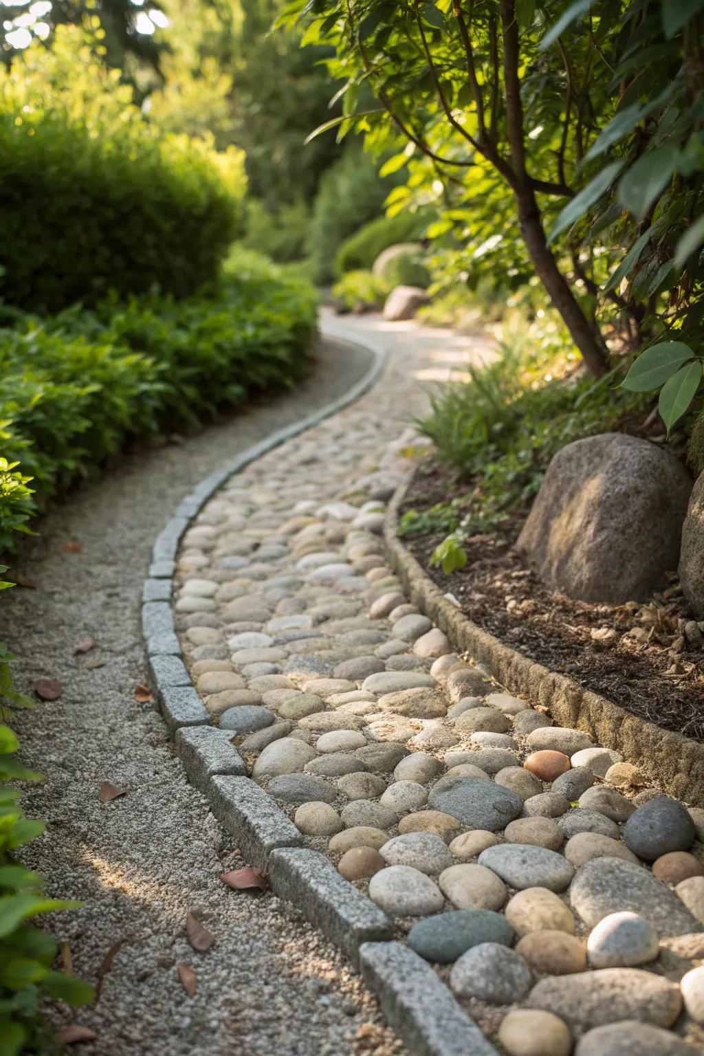 Experience the rustic elegance of expertly crafted gravel paths, where functionality meets artistry.