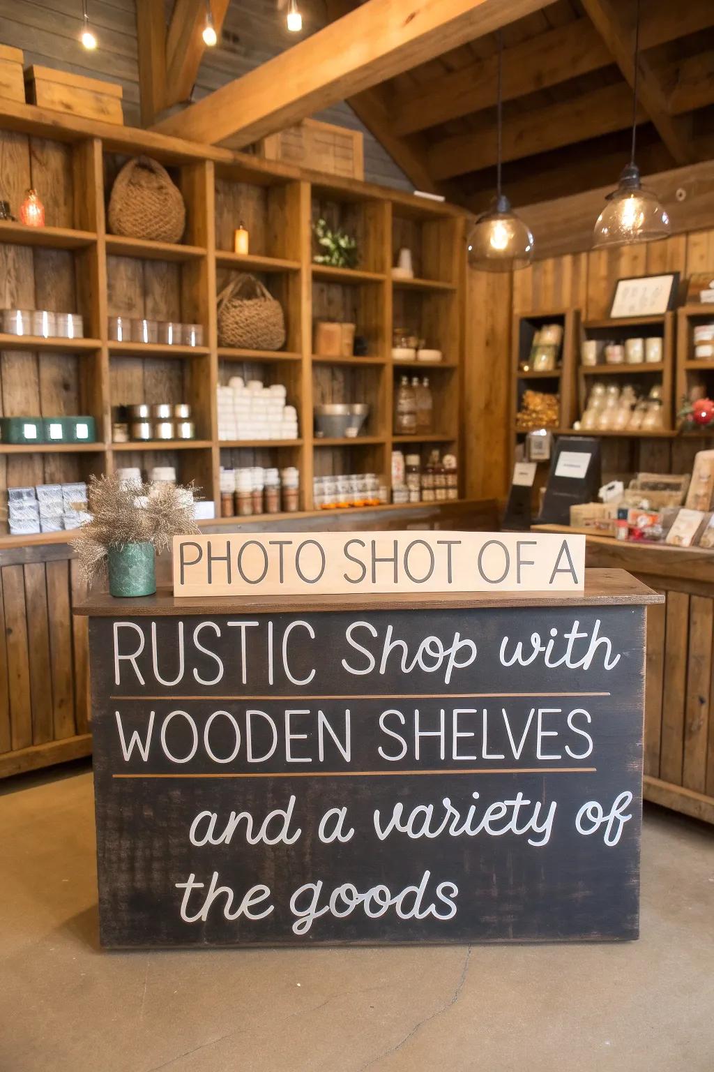 Chalkboard signs add a personal touch to this rustic shop.
