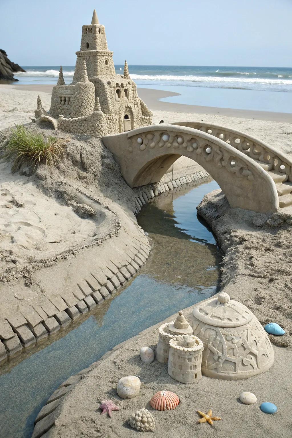 Embrace coastal serenity with a sandcastle that becomes one with the beachscape, bridging simplicity and beauty.