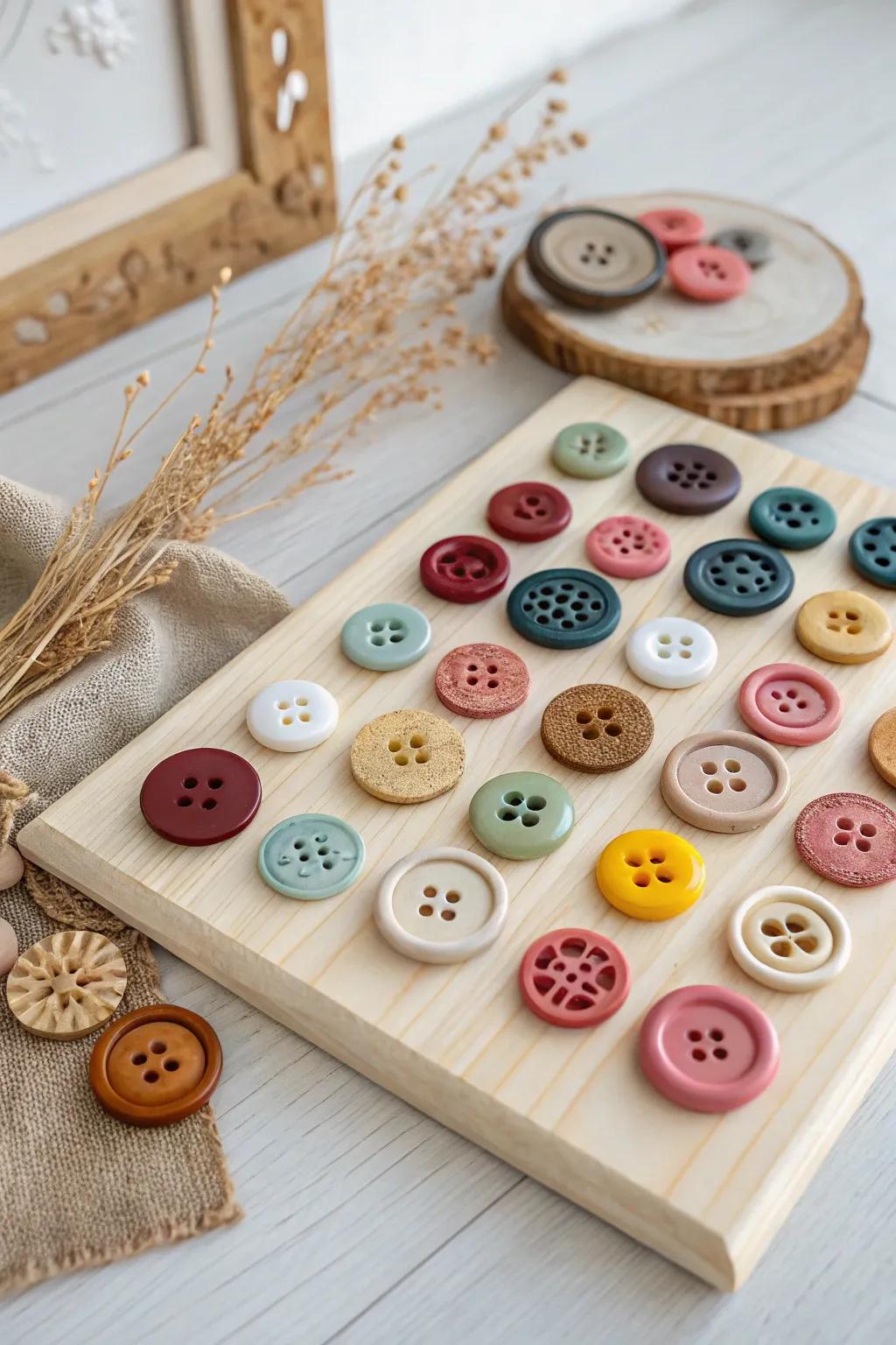Discover the joy of tactile exploration with a Button Bonanza: a sensory delight for the eyes and hands.