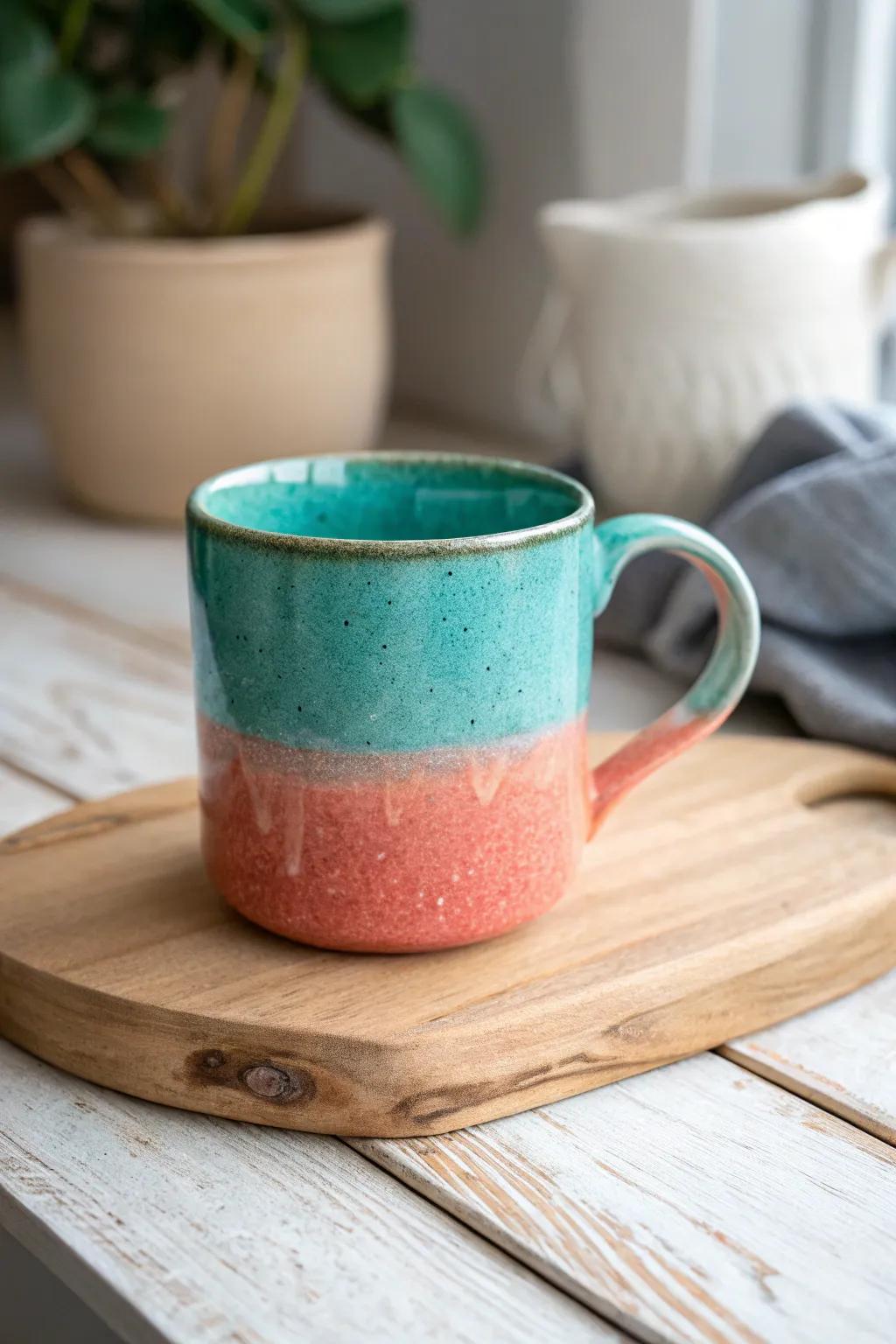 Discover the art of vibrant color blends in minimalist mug design.