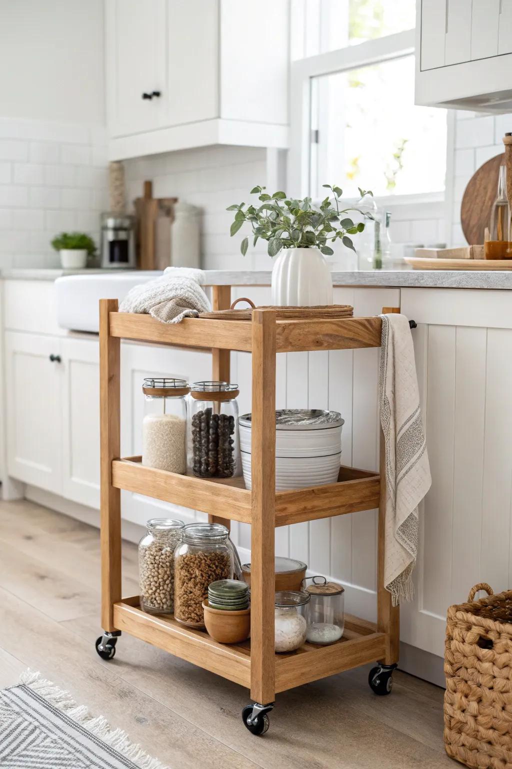 Transform your small kitchen with chic, multi-functional furniture that blends elegance with practicality. 🌿 #MinimalistLiving #ScandiBoho