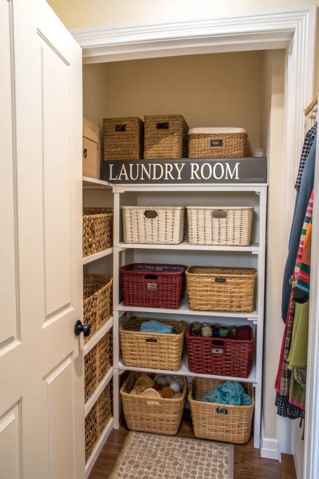 Baskets and bins keep everything organized and stylish.