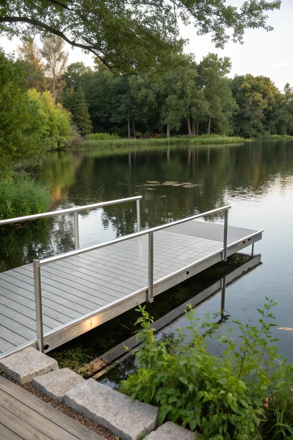 Sleek simplicity: Embrace modern design with a minimalist metal dock, blending strength and style.